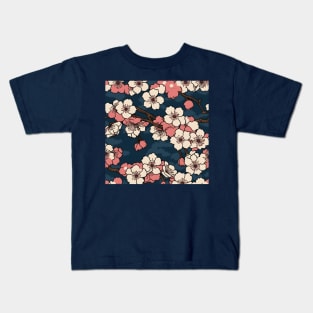 Japanese Cherry Blossoms Pattern Kids T-Shirt